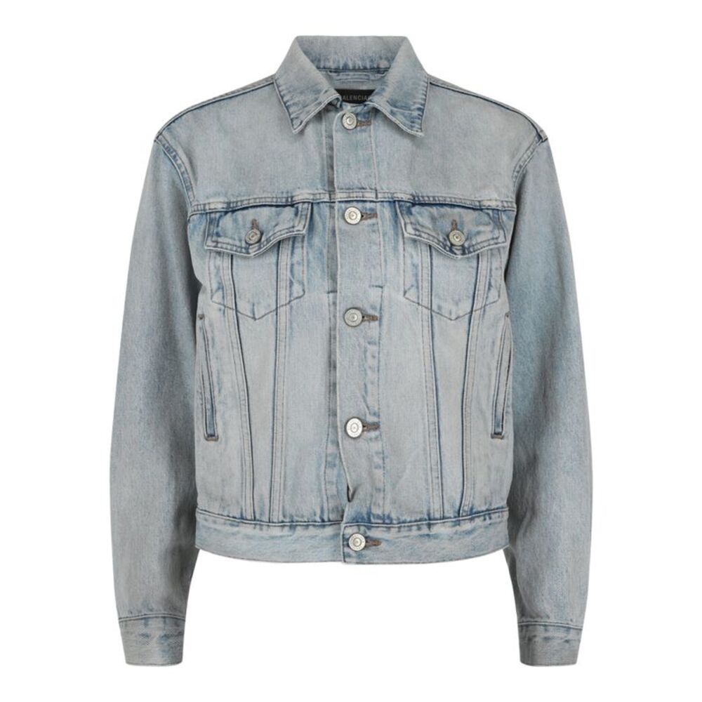 Balenciaga Shrunken Denim Jacket Blue Womens